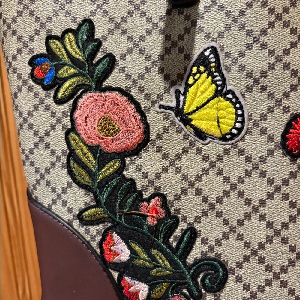 Floral Embroidered Tote Bag